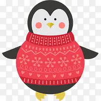 红色冬季卡通企鹅