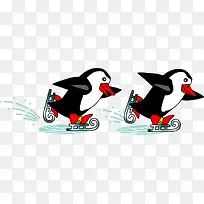 冬日卡通滑雪企鹅