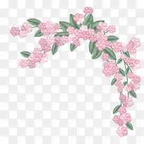 粉色花边角叶子