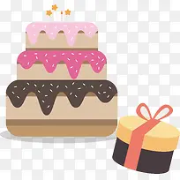 三层蛋糕礼物卡通蛋糕生日素材