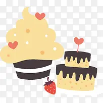 草莓蛋糕冰激凌卡通蛋糕生日素材
