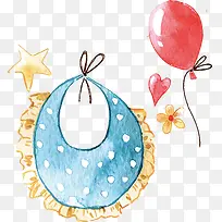 水彩水墨卡通婴儿用品围裙气球素