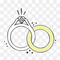 卡通婚礼对戒矢量图