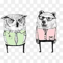 创意狗和猫头鹰