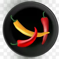 黑色盘子和辣椒