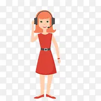 卡通女性客服人物设计