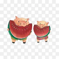啃西瓜的猪