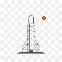 卡通升空火箭插画素材