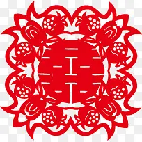 双喜花纹矢量图案素材
