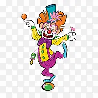 卡通版的手脚并用的玩杂耍的小丑