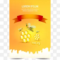 创意蜜蜂与蜂蜜海报设计矢量素材
