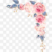 粉嫩花卉装饰边框