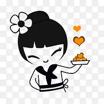 卡通糕点烘焙师女孩