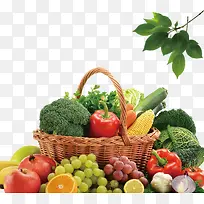 篮子中的水果蔬菜