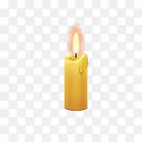 金色圆柱蜡烛光芒元素
