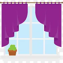 紫色窗帘落地窗