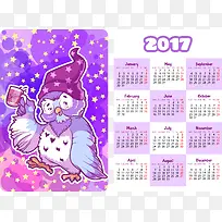 矢量紫色日历