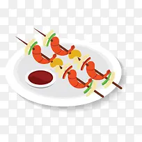 美味的大虾烤串简图