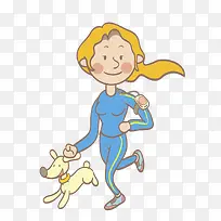 跑步的女人和小狗