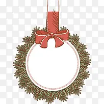可爱手绘松树枝圣诞球标题框