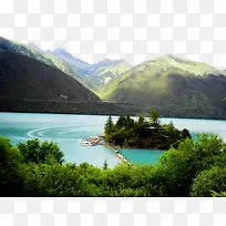 巴松措风景图