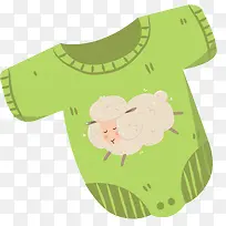 绿色连脚衣服可爱卡通婴儿矢量素