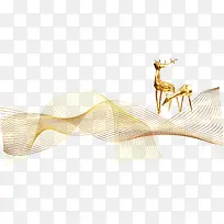 金色线条麋鹿装饰图案