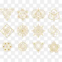 多款金色几何图形图案矢量素材