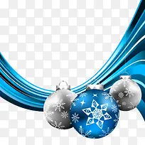 精致蓝色圣诞吊球矢量素材