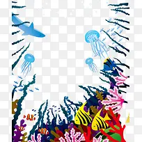 海底美丽水母生物插画矢量素材