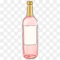 手绘粉色酒瓶免抠图