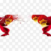 红色灯笼梅花丝带