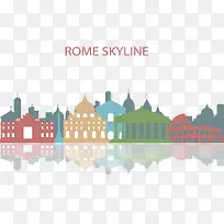 彩色罗马城市倒影