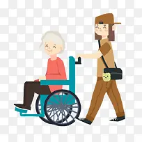 推坐轮椅的老奶奶