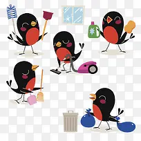 企鹅漫画设计家庭大扫除