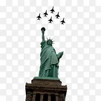自由女神像与飞机
