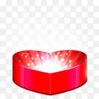 红色的新型礼盒里的心形光束