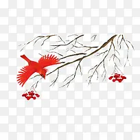 PNG红鸟红梅树