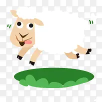 草地上跳跃的小绵羊