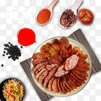 美食节多种配料特色腊肉腌制装饰