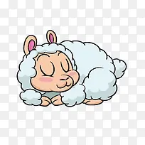 卡通睡觉的绵羊动物设计