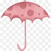 手绘圆点红雨伞
