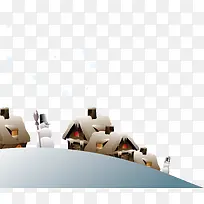 卡通矢量下雪村庄