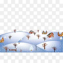 村庄雪景冬季素材
