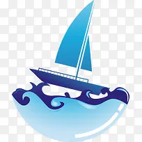 蓝色帆船浪花水滴节约用水保护水