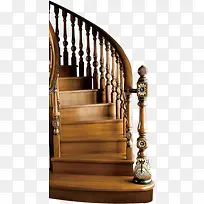 棕色欧式木质楼梯素材