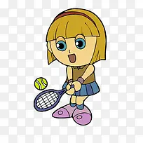 优雅运动的网球小女孩