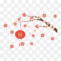 红色春节梅花装饰元素