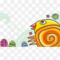 矢量红色母鸡背景插图