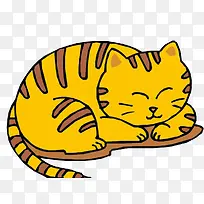 黄猫卡通睡着